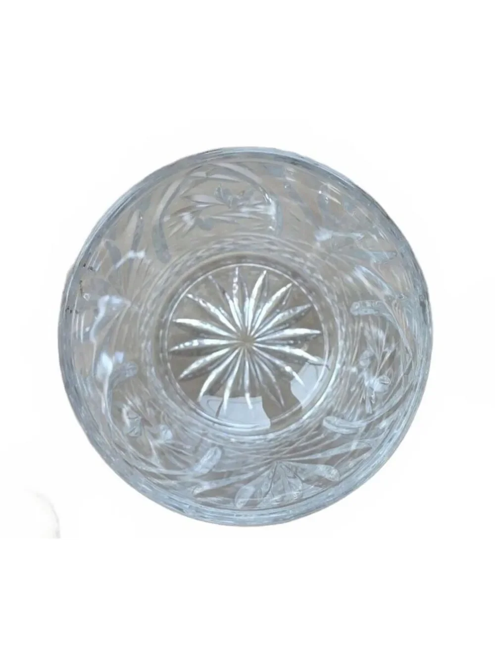 Vintage St George Lead Clear Crystal Barrel Cookie Jar & Lid